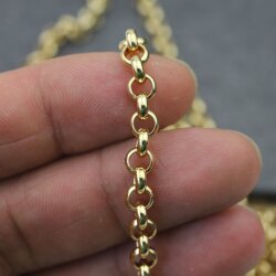 50 cm 18K Yellow Gold Plated Round Rolo Chain 6 mm