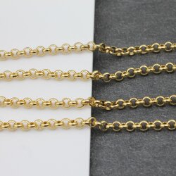 50 cm 18K Yellow Gold Plated Round Rolo Chain 6 mm