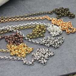 4,5 mm Round Rolo Chain for jewelry making, Gold Chain, Silver Chain, Brass Chain, Antique Coper, Antique Silver Chain, 100 cm