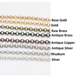 4,5 mm Round Rolo Chain for jewelry making, Gold Chain, Silver Chain, Brass Chain, Antique Coper, Antique Silver Chain, 100 cm