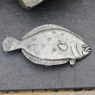 Scholle Grtelschnalle, Fisch Rustik silber