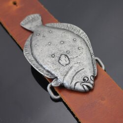 Rustic silver Plaice Fish Belt buckle