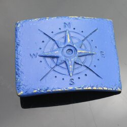 Gürtelschnalle Kompass für 4 cm Ledergürtel, Gürtelschließe Metall Blue