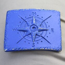 Compass Belt buckle for 4 cm Leather Belt, Blue Metal