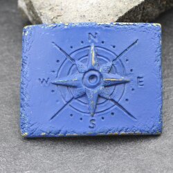 Compass Belt buckle for 4 cm Leather Belt, Blue Metal