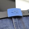 Compass Belt buckle for 4 cm Leather Belt, Blue Metal