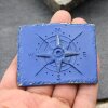 Compass Belt buckle for 4 cm Leather Belt, Blue Metal