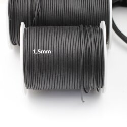 1 m Black Round Leather Cord Premium Quality