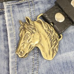 Antique Brass Belt buckle Horsehead, Western belt buckle