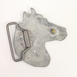 Grey Silver Belt buckle Horsehead, Western belt buckle