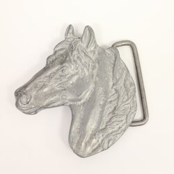 Grey Silver Belt buckle Horsehead, Western belt buckle