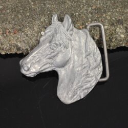 Grey Silver Belt buckle Horsehead, Western belt buckle