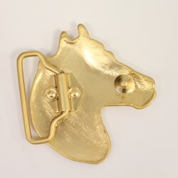 Matte Gold Belt buckle Horsehead, Western belt buckle