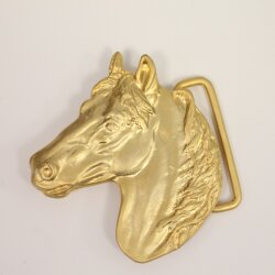 Matte Gold Belt buckle Horsehead, Western belt buckle