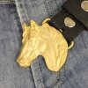 Matte Gold Belt buckle Horsehead, Western belt buckle