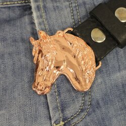 Rose Gold Belt buckle Horsehead, Western belt buckle