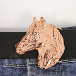 Rose Gold Belt buckle Horsehead, Western belt buckle