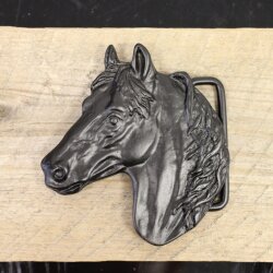 Matte Black Belt buckle Horsehead, Western belt buckle