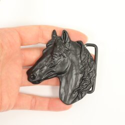 Matte Black Belt buckle Horsehead, Western belt buckle