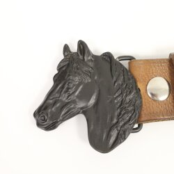 Matte Black Belt buckle Horsehead, Western belt buckle