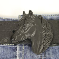 Matte Black Belt buckle Horsehead, Western belt buckle