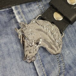 Gunmetal Belt buckle Horsehead, Western belt buckle