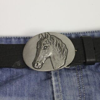 Pferdekopf Grtelschnalle Pferd dunkelsilber