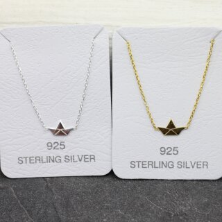 Origami Papierboot Kette / 925er Sterling Silber und...
