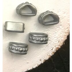 10 Bracelet Slider Beads Gray Silver