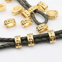 10 Bracelet Slider Beads Gold