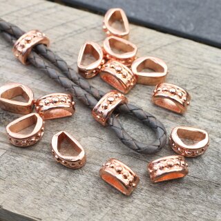 10 Metall Schiebeperlen für Lederbänder Rosegold