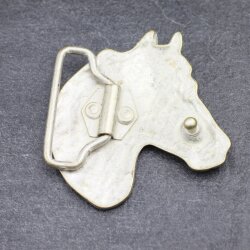 Gold Perlmutt Belt buckle Horsehead, Western belt buckle