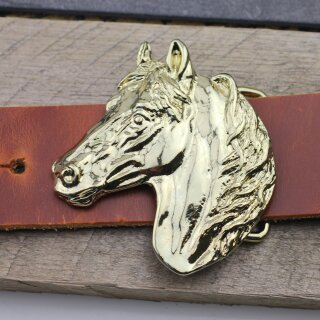 Gold Belt buckle Horsehead, Western belt buckle