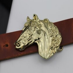Gold Belt buckle Horsehead, Western belt buckle