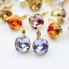 Earring setting for 12 mm Cushion Square Swarovski Crystals 4470  Preciosa crystals 12 mm