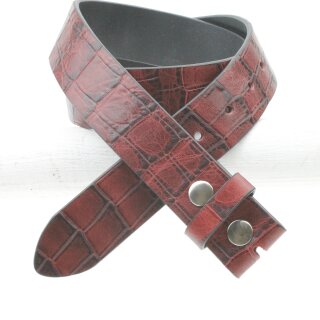 Echtes Rindsleder Gürtel Krokodil Print Vollledergürtel 4 cm ohne Schnalle Wechselgürtel Gürtel Damen Herren Bordeaux 90cm- Gesamtlänge 100cm