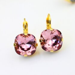 Swarovski Crystal Earrings, Elegant Earrings, 12 mm Cushion Square Swarovski Crystal 4470