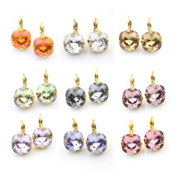 Swarovski Crystal Earrings, Elegant Earrings, 12 mm Cushion Square Swarovski Crystal 4470