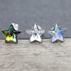 Sterling Silver stud Star earrings with crystals from...