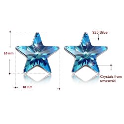 Sterling Silber Orhstecker Stern mit Swarovski Kristalle 10 mm Silber Stern