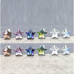 Sterling Silver stud Star earrings with crystals from Swarovski, Sparkly Star Earrings, Star Stud Earrings