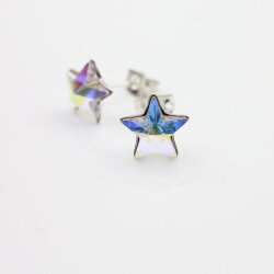 Sterling Silver stud Star earrings with crystals from Swarovski, Sparkly Star Earrings, Star Stud Earrings