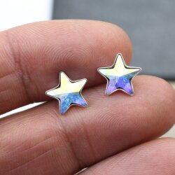 Sterling Silver stud Star earrings with crystals from...