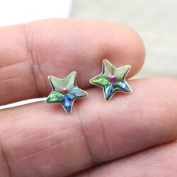 Sterling Silber Orhstecker Stern mit Swarovski Kristalle...