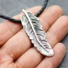 Feather Pendant, 6x2 cm Antique Silver