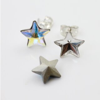 1 Pair 925 Sterling Silver stud Star earrings Settings for Swarovski Crystal 4547 - 10 mm