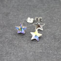 1 Pair 925 Sterling Silver stud Star earrings Settings for Swarovski Crystal 4547 - 10 mm