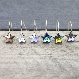Sterling Silver Hook Earrings, Star earrings with...