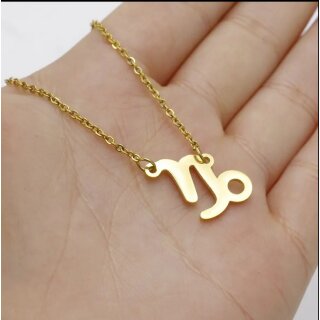 Stainless steel necklace in gold with zodiac pendant, necklace with zodiac sign, womens necklace with zodiac pendant
