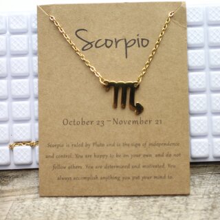 Stainless steel necklace in gold with zodiac pendant, necklace with zodiac sign, womens necklace with zodiac pendant